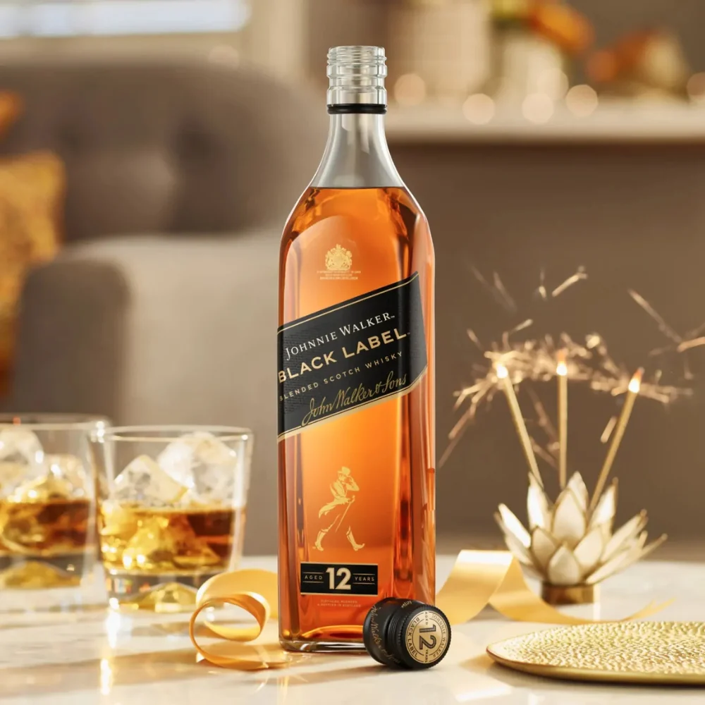 Johnnie Walker Black Label 12 Jahre gereift – hochwertiger Scotch Whisky im Geschenkset aus Wien