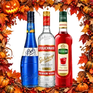 Set Monster-Bowle (Stolichnaya Vodka 40% Vol. 0.7L+Bols Blue Curacao Likör 21% Vol. 0.7L+Teisseire Grenadine Sirup Vol. 0.7L)